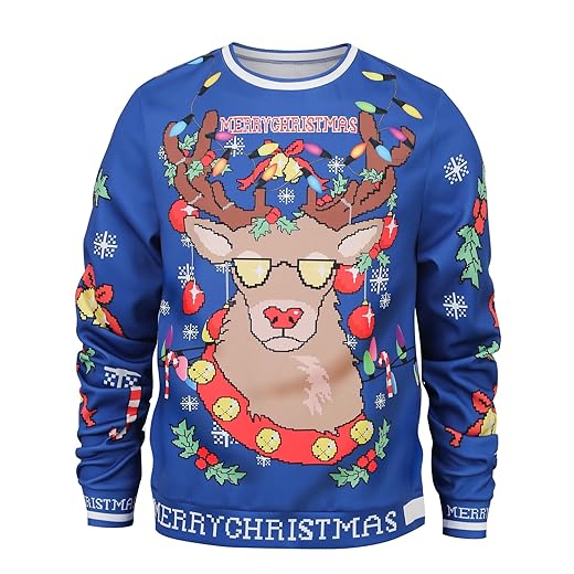 Colorful House Unisex's Ugly Christmas Jumper Sweater Printed Pullover,3D Funny Digital Print Sweatshirt Suit for Men Woman
