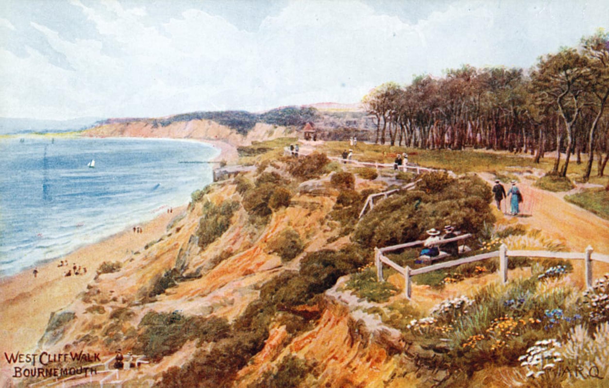 Posteriik No Frame Famous Print Pop Art Wall Art Graffiti West Cliff Walk Bournemouth By Alfred Robert Quinton Art Prints For Home Decor 60X90cm