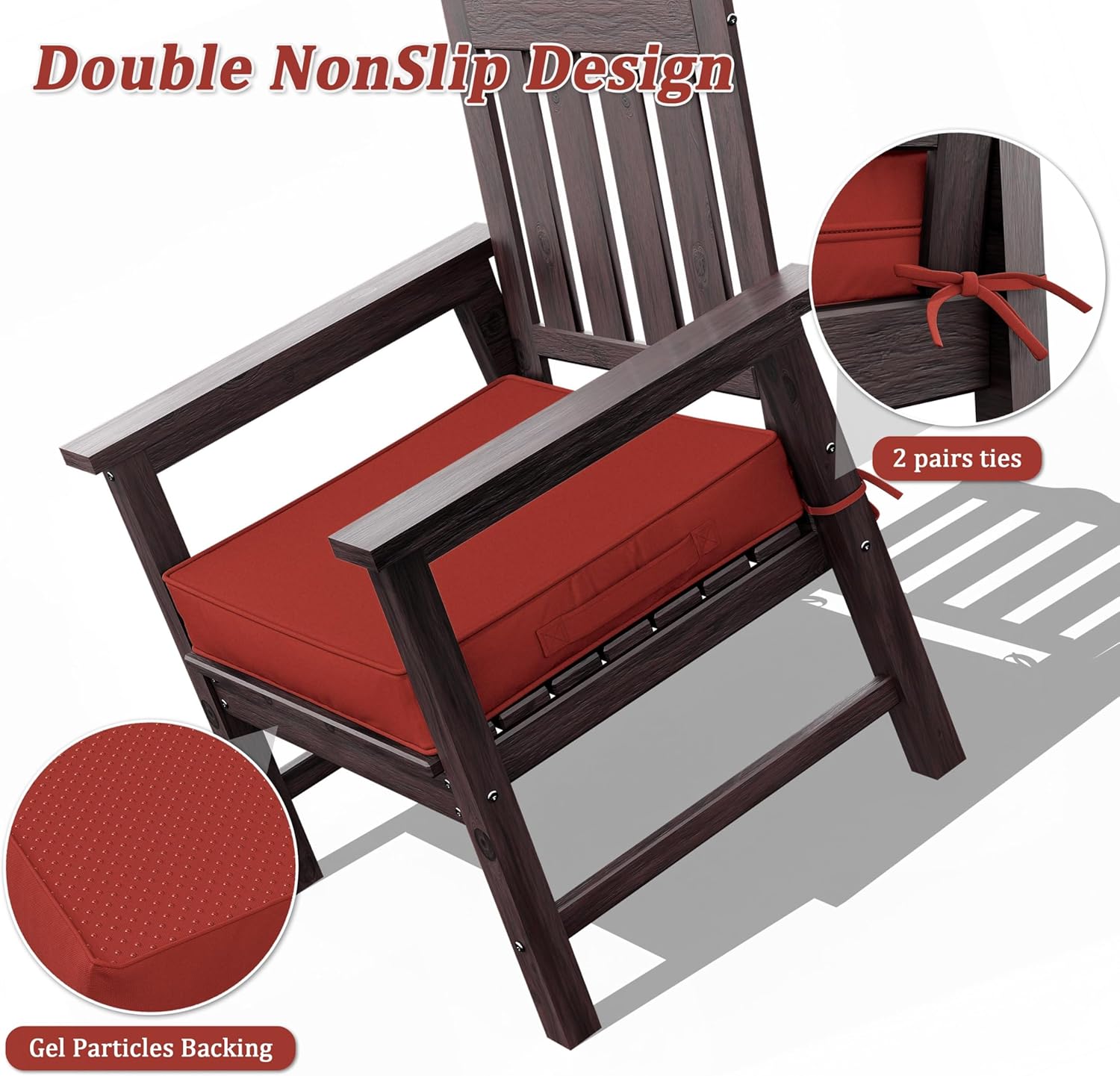 Outdoor Chair Cushions 22 X 22 X 4 Inch Patio Furniture Cushions Waterproof & Fade Resistant Outdoor Cushions for Patio Furniture with Handle & Adjustable Straps Set of 2