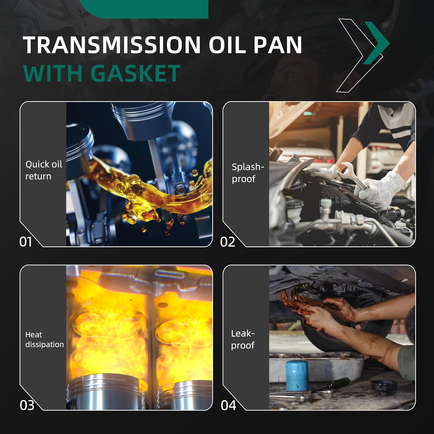 46RE 47RE 48RE Transmission Oil Pan Kit w/Gasket & Filter, for Dodge Ram 1500 2500 3500 1998-2006, for Dodge B1500/2500/3500 1998, for Dakota Durango 1998-2003 - 4.7L 5.2L 5.9L 6.7L 8.0L 8.3L
