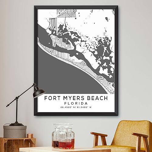 Mapa de Fort Myers Beach, Florida, Luz 2 (36x48)