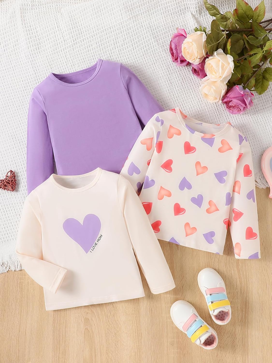 3 Pack Toddler Girls Shirts Long Sleeve Shirt for Girls Tees Kids Tshirts Clothes Fall Tops T-Shirt 2-8 Years - Image 4