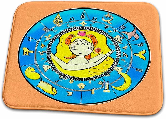 3dRose Bathroom Bath Rug Mat - Zodiac Sign Virgo Or Virgin in Colors Made by Artificial Intelligence Alexis Design - Zodiac