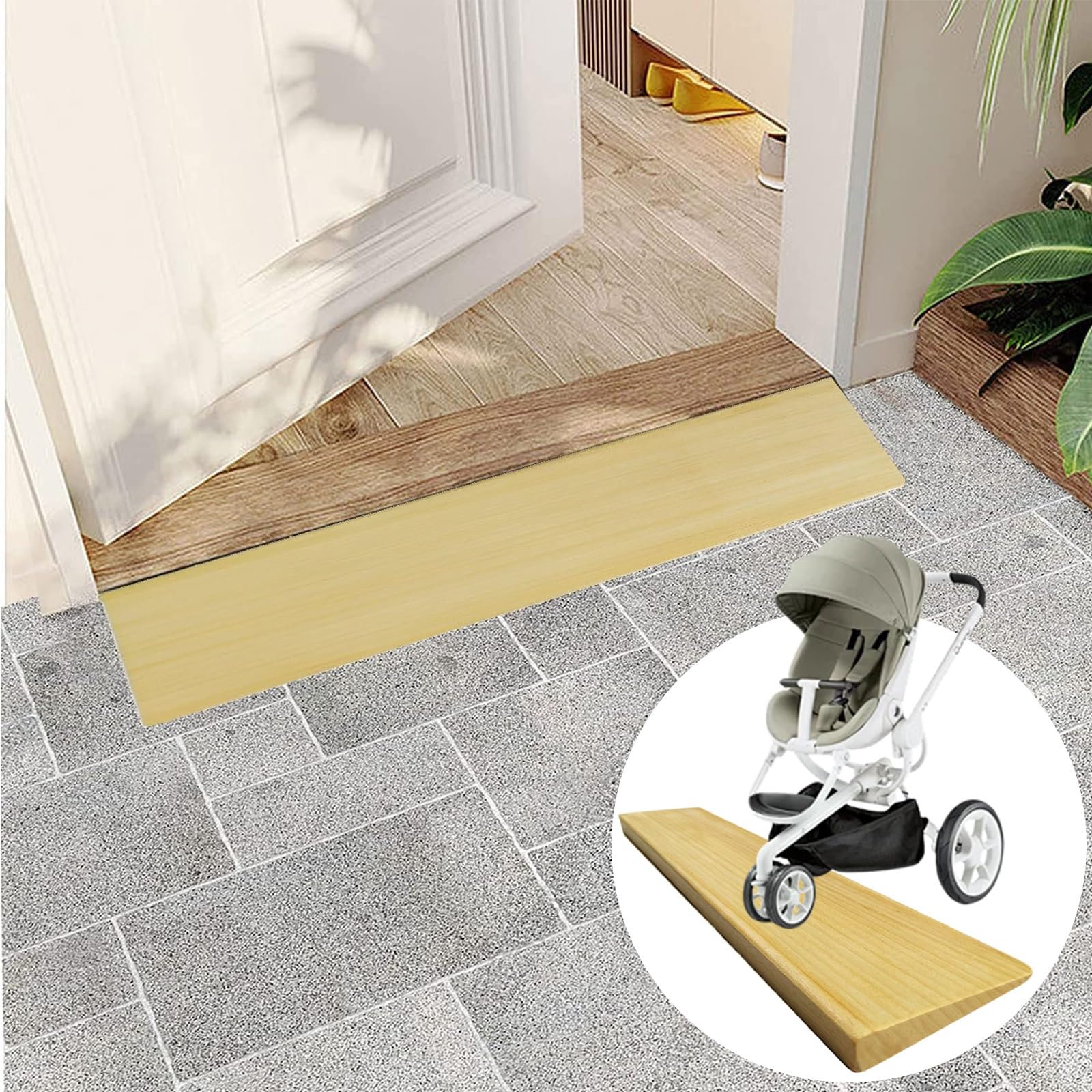 Rampa drewniana rampa najazdowa przenośna rampa dla wózków inwalidzkich kroki kroki przejście do domu ogrodu krok szopki drzwi na zewnątrz (80 x 15 x 3 cm / 31 x 5,9 x 1,2 cala)