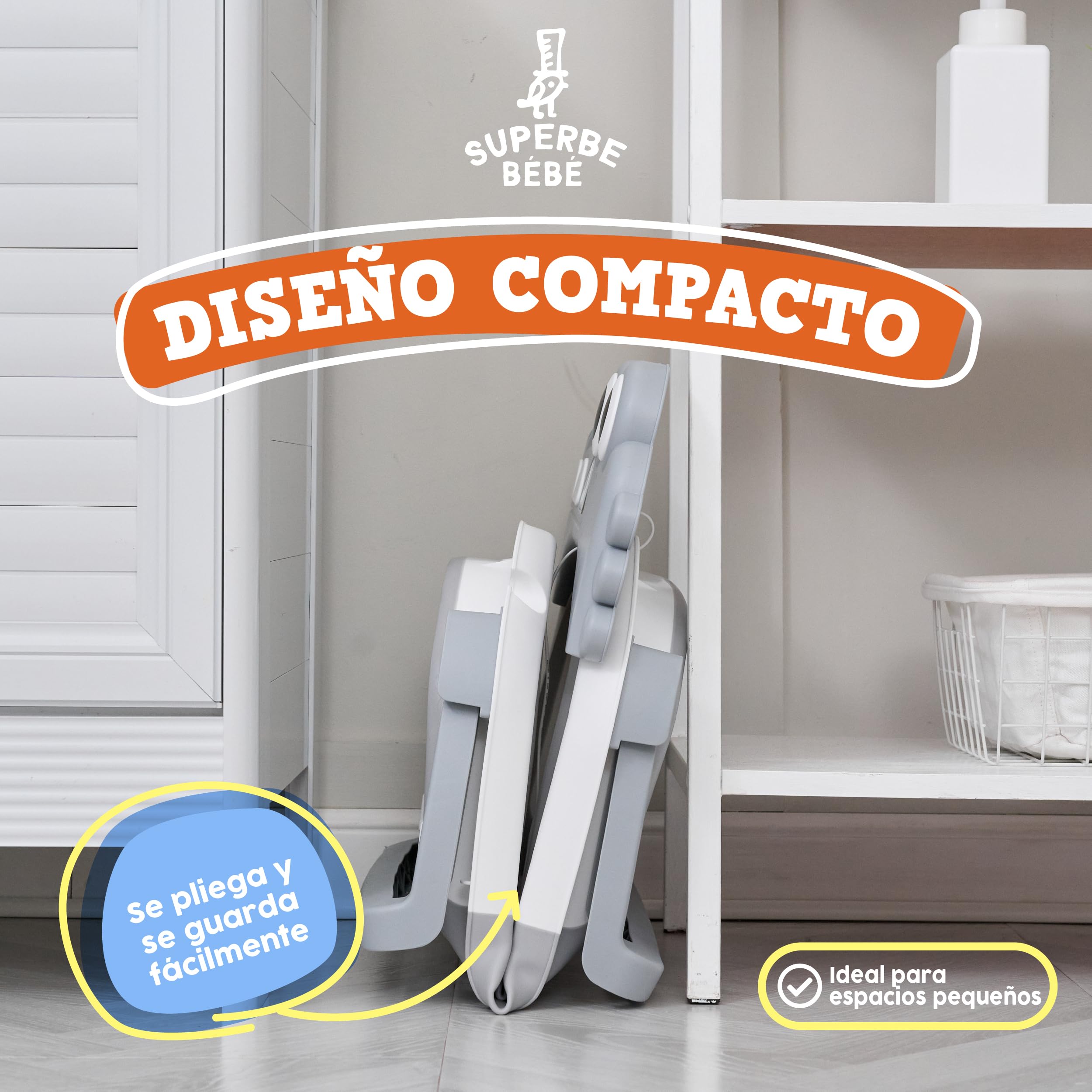 Bañera Plegable Bebé Con Cojín De Baño Antideslizante - Bañera Bebe Plegable Con Termómetro - Asiento bañera Bebe - Desde El Nacimiento Hasta Los 3 Años - Regalos De Nacimiento (GRIS, DINO) - 3