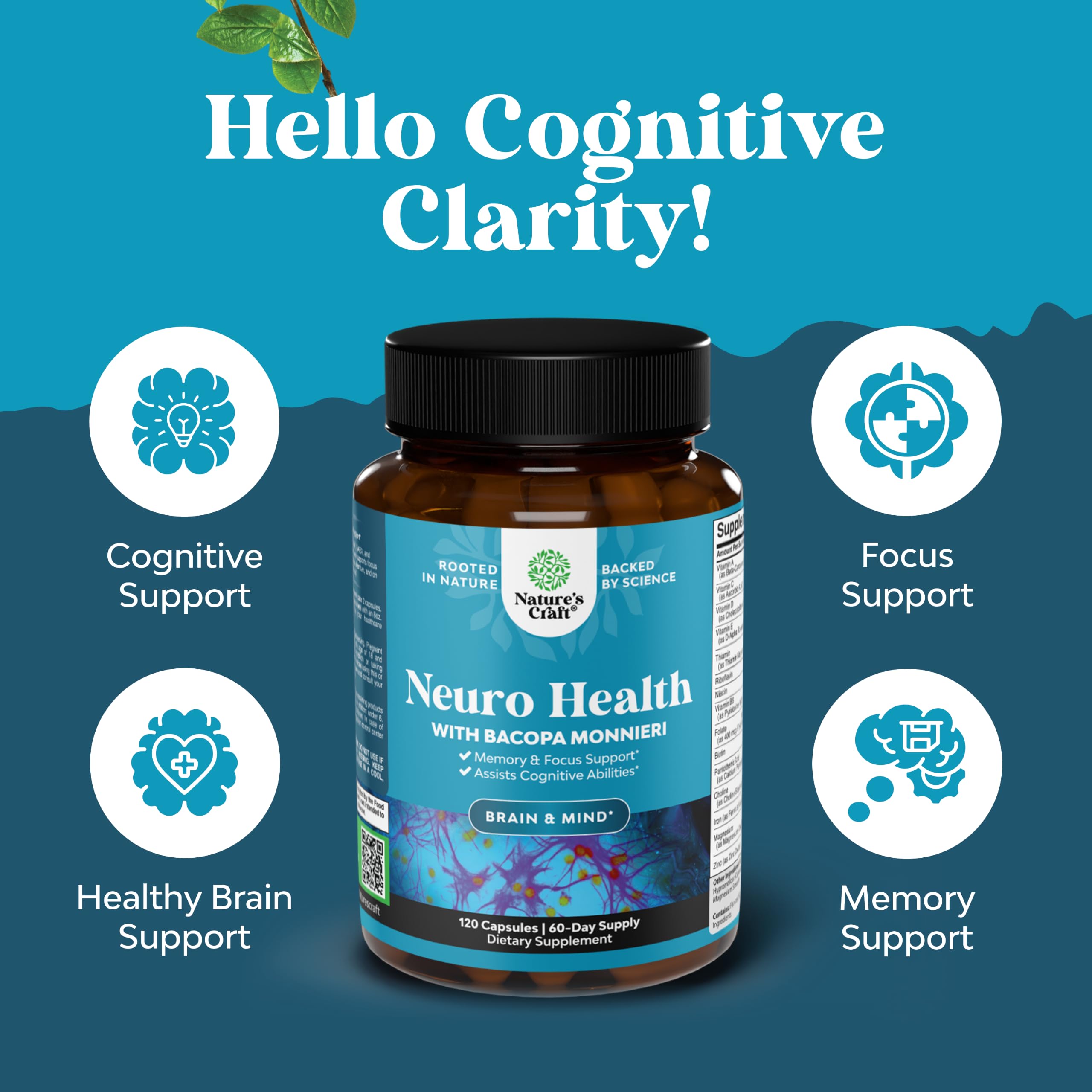 Neuro Health Brain Supplements for Memory and Focus - Nootropic Pills 120ct — Amazon image 3