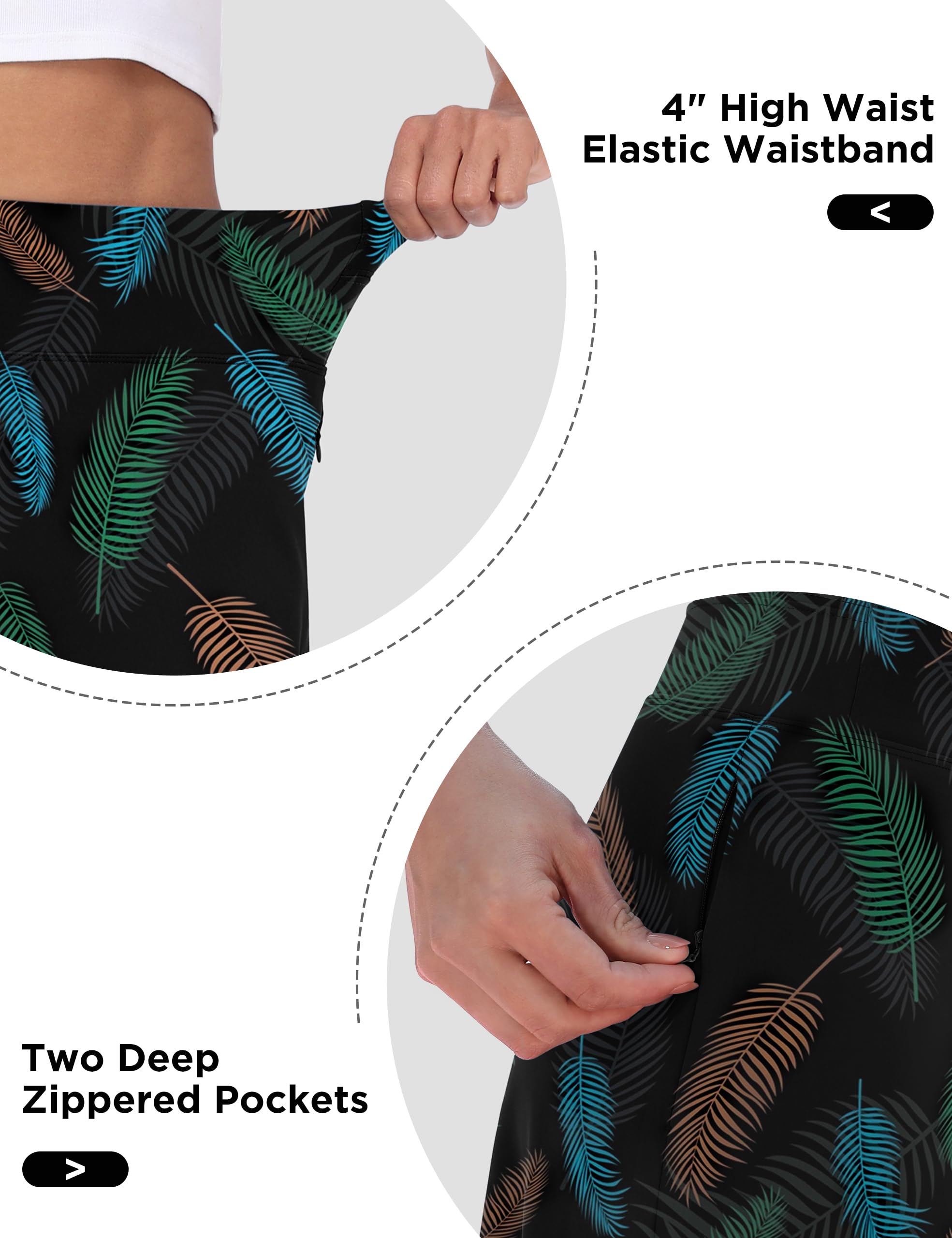 Desol Tennisrock Damen Knielang Sportrock Hoher Taille Hosenrock Golfrock Wanderrock Damen mit Innenhose und Tasche