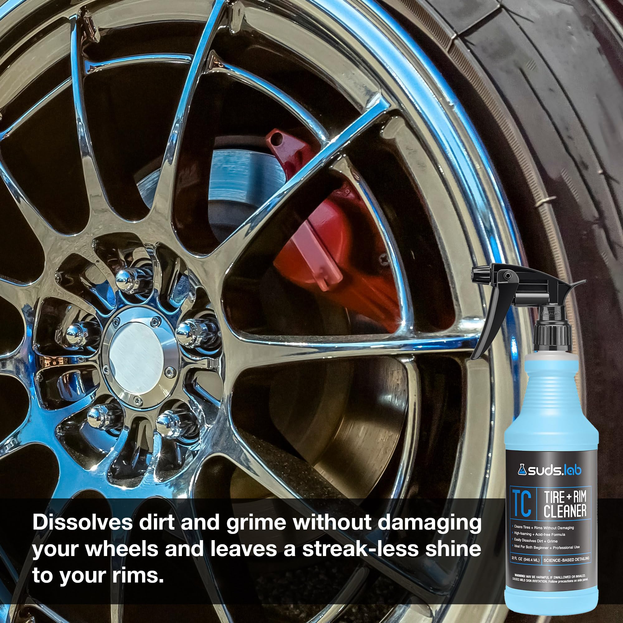 Suds Lab TC Foaming Tire Cleaner, bezkwasowe pieniące rozwiązanie czyszczące, bezpieczne do wszystkich wykończeń, mycie w domu