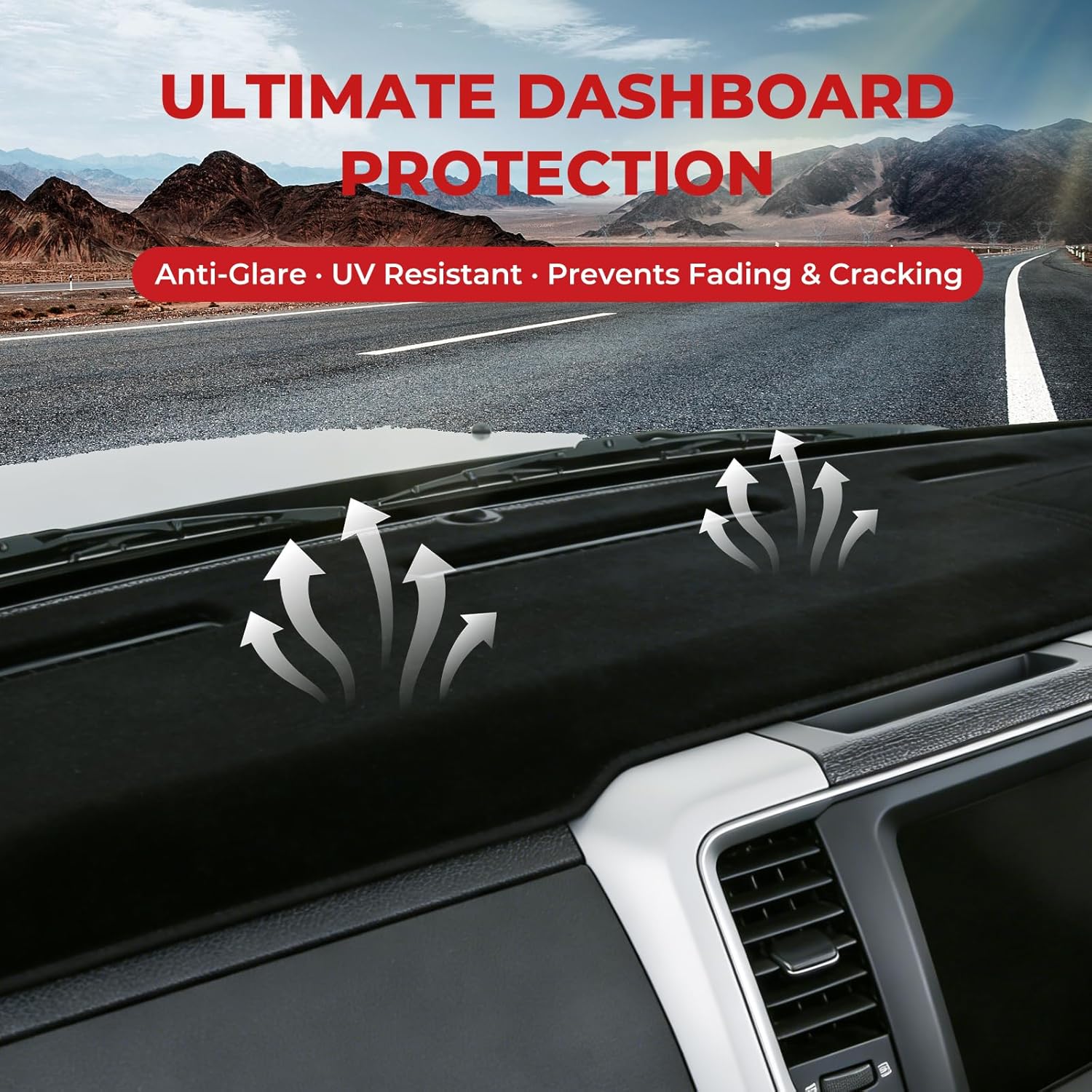 ACLONG Dashboard Cover Mat Fit for Dodge Ram 1500/2500/3500 2010-2018 Flannel Non-Slip Dash Cover, Anti-Glare Sunshade UV Resistant Dashboard Protector Mat Pad