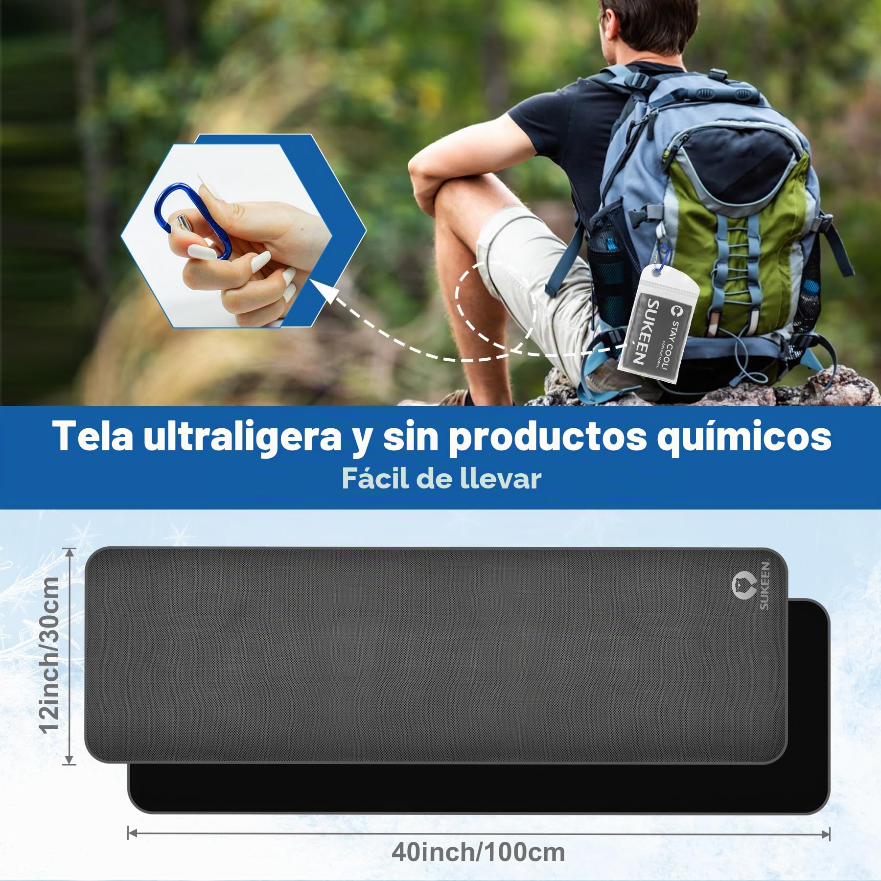 Sukeen Paquete de 8 Toallas de enfriamiento (40 x 12 Pulgadas), Toallas de refrigeración para Cuello y Cara, Toalla de Microfibra Transpirable para Clima cálido, Toalla de Sudor para Gimnasio