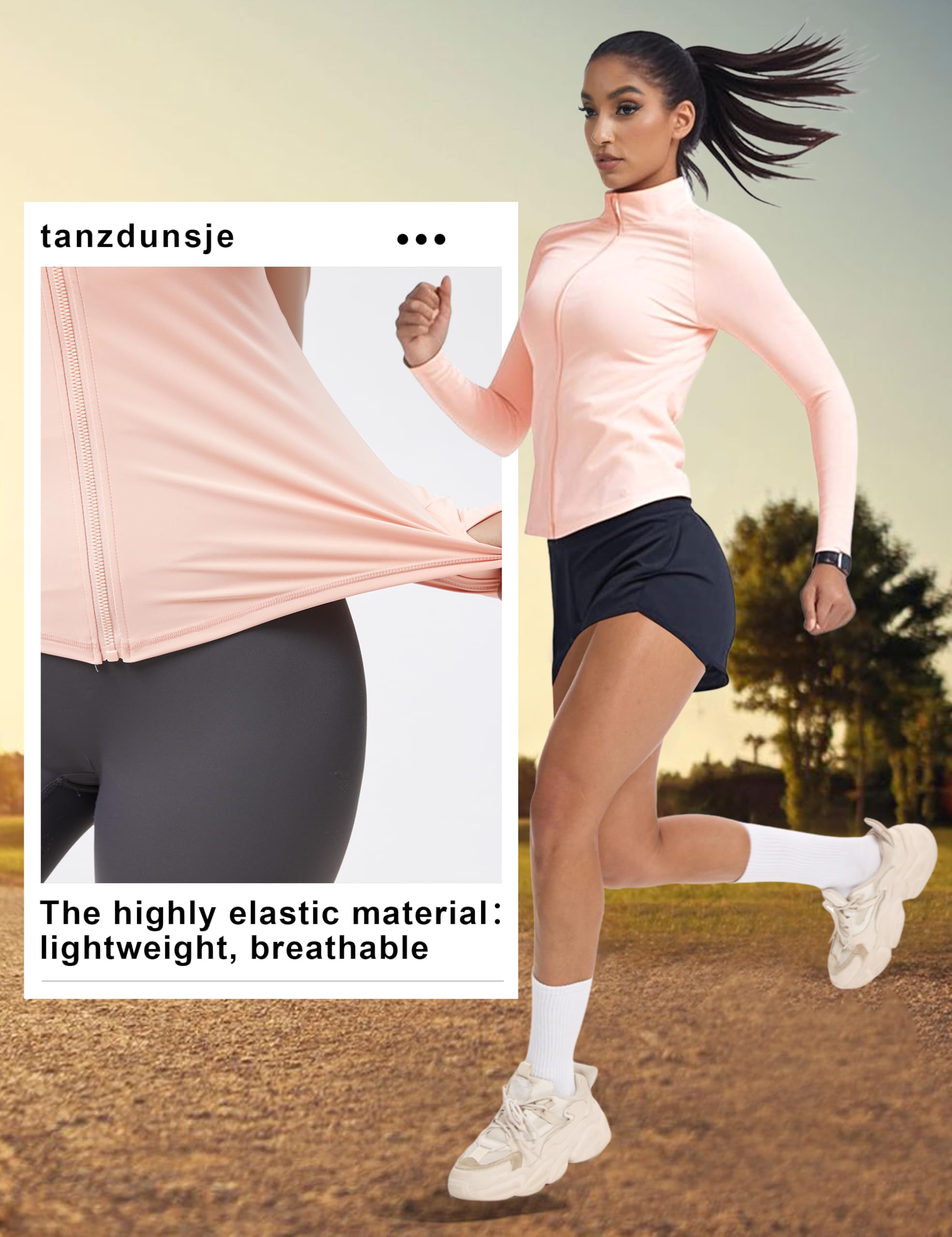 Veste de sport de course à pied pour femme - Manches longues moulantes, haut de sport pour gym, yoga, pilates, jogging, veste d'entraînement pour femme