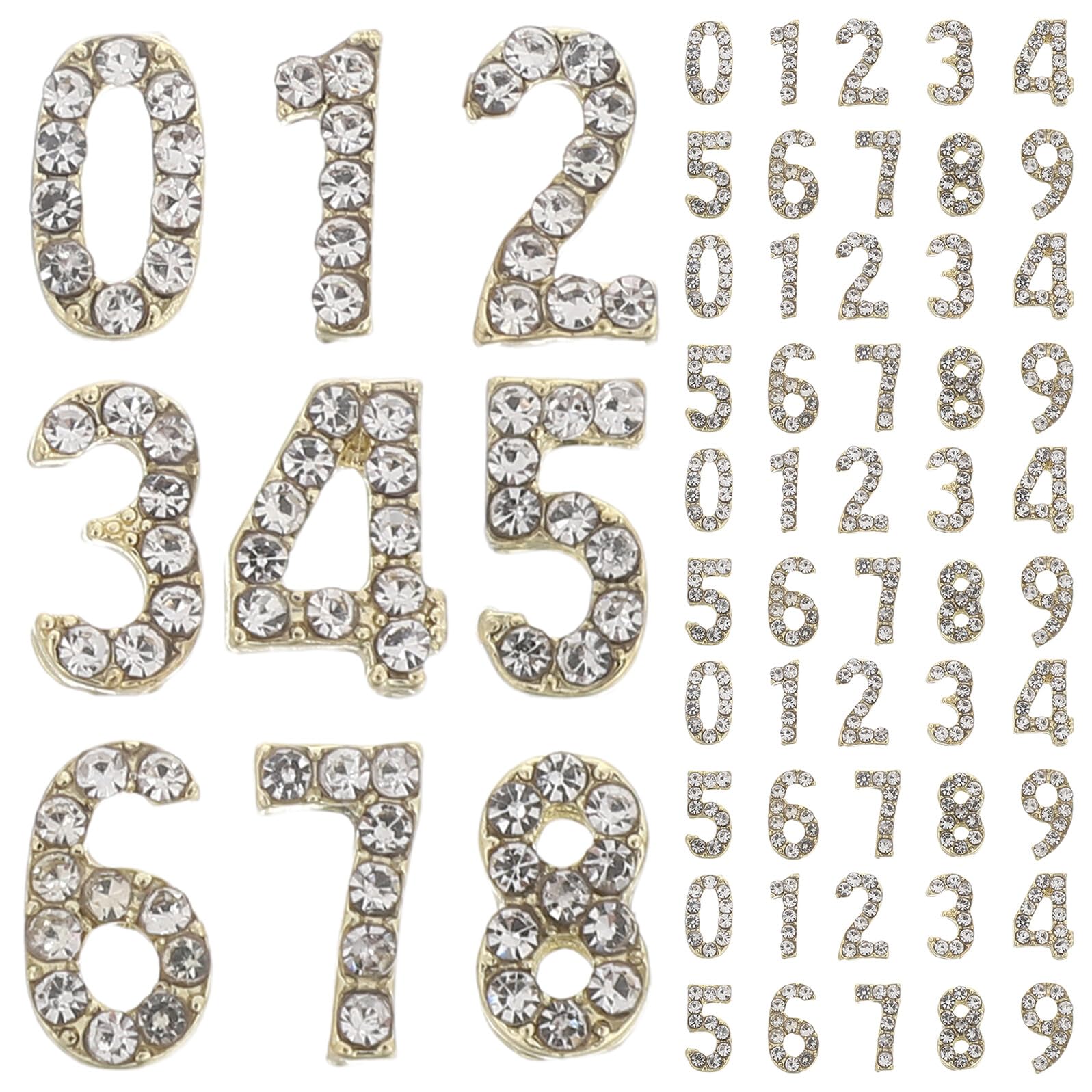 Decorazioni Unghie Numeri Cristalli 100 Pezzi Ferro Flatback Oro | Accessori Gioiello per Nail Art, Applicazione Semplice, Lucentezza Duratura, per Casa e Occasioni Speciali