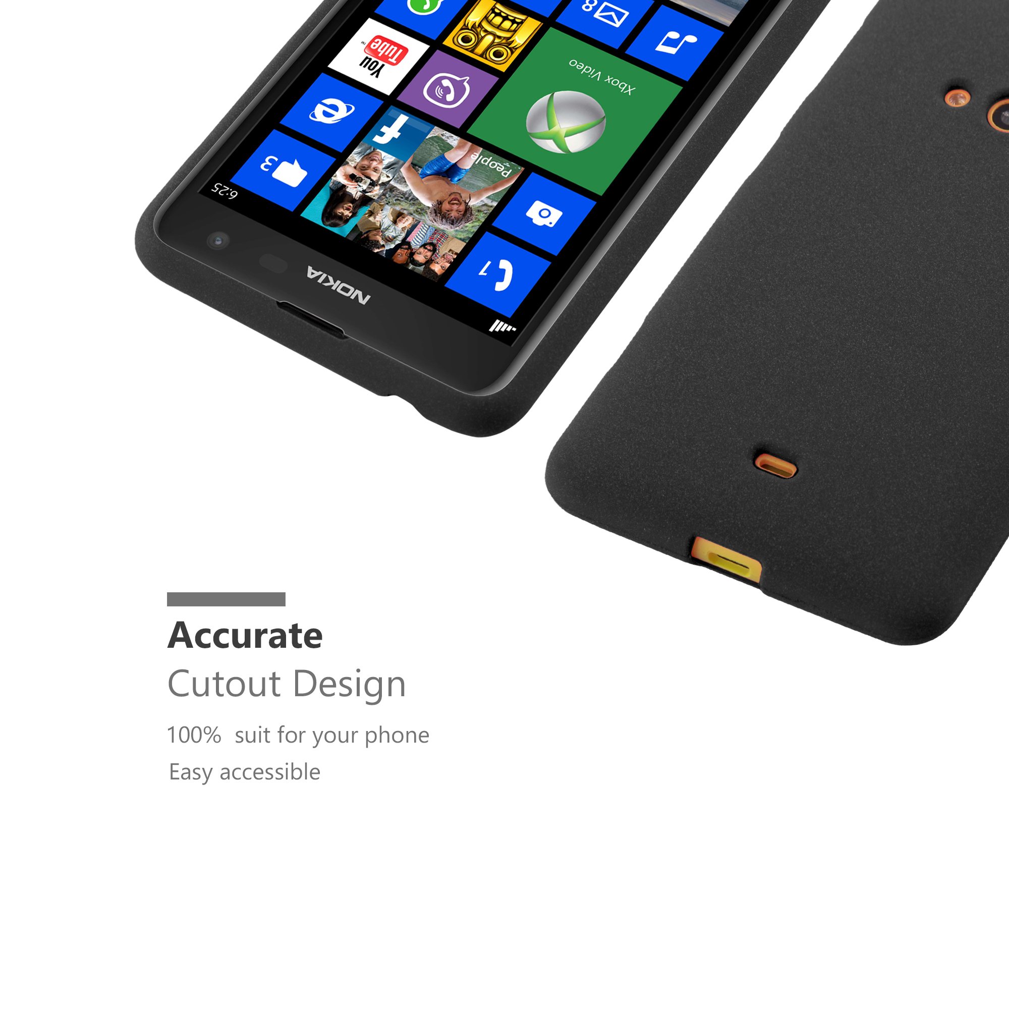 Cadorabo Custodia Per Nokia Lumia 625 In Frost Nero - Cover Morbida In TPU Sottile 1,2mm Con Bordo Rialzato - Antiurto E Antigraffio