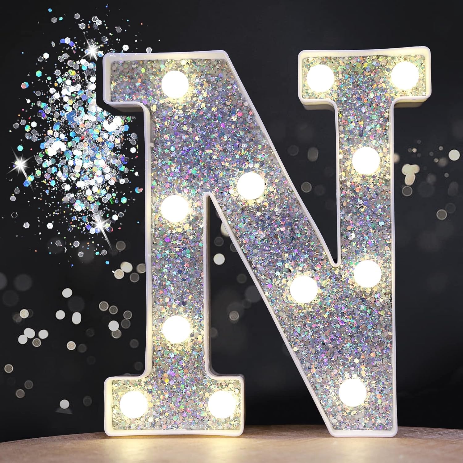 LED Marquee Letter Lights, Light Up Letters Glitter Alphabet Letter Sign Battery Powered for Night Light Birthday Party Wedding Girls Gifts Home Bar Christmas Decoration