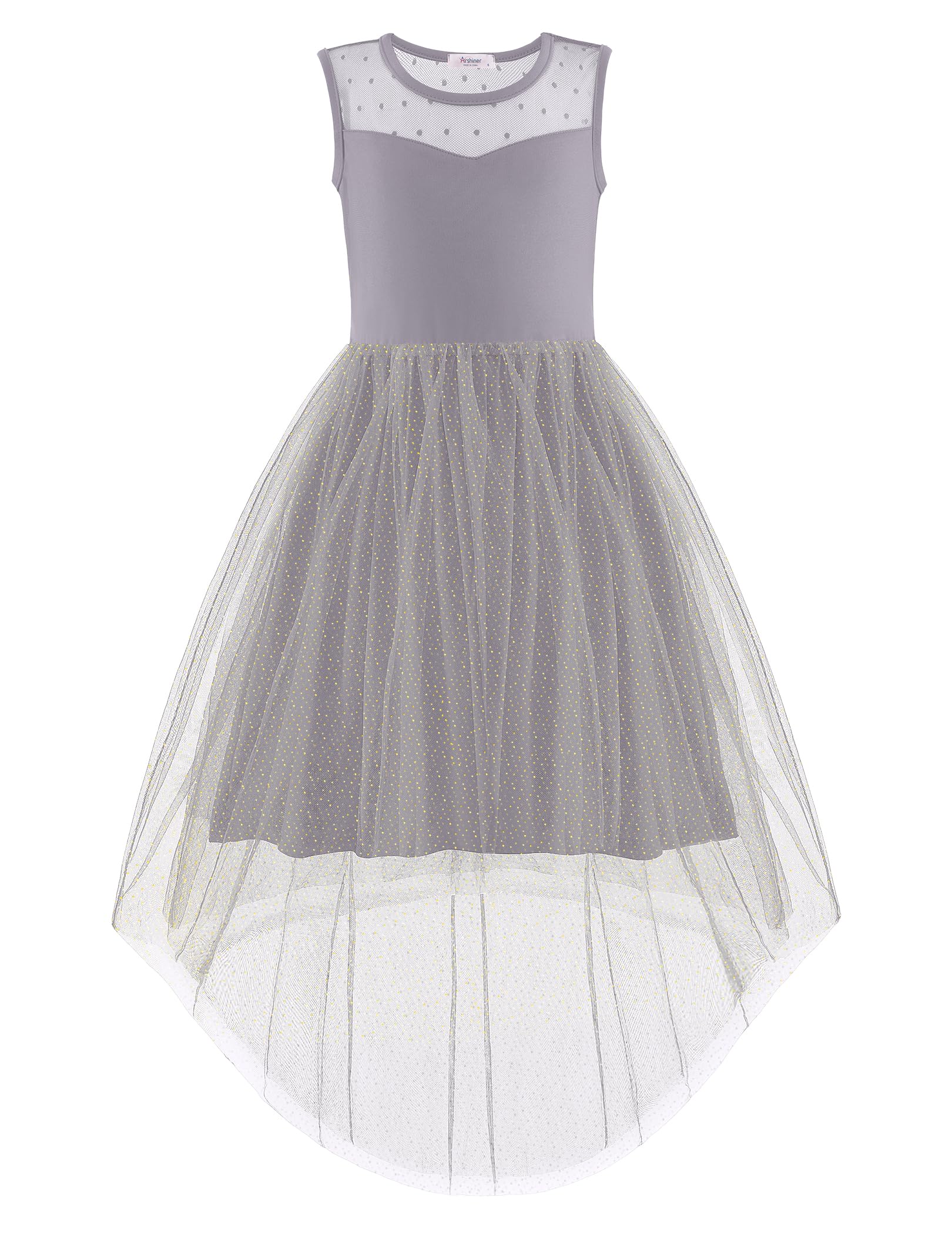 Arshiner Girls Dresses Formal Party Wedding Tulle Contrast Mesh Dress