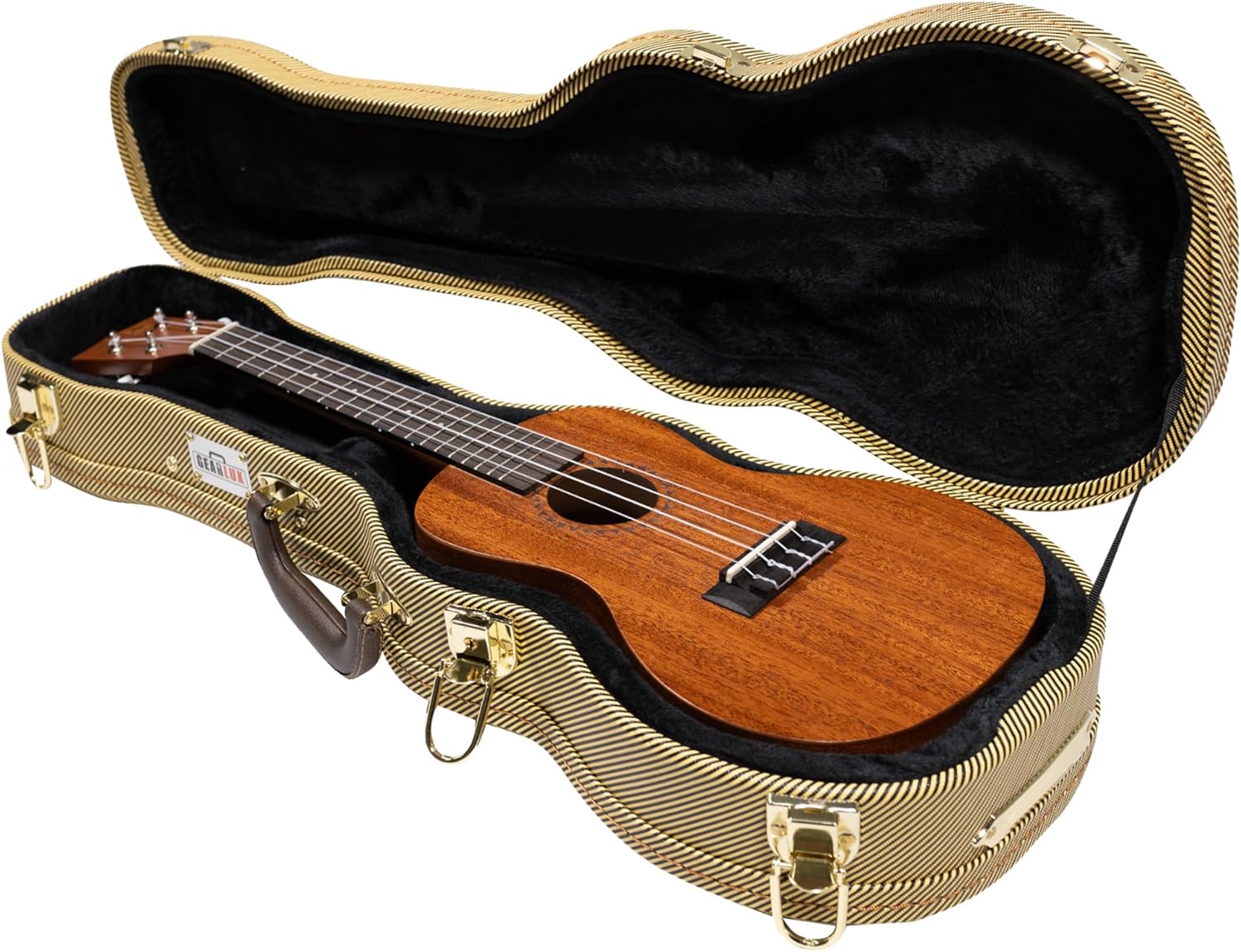 Gearlux Wooden Soprano Ukulele Case with Tweed Exterior
