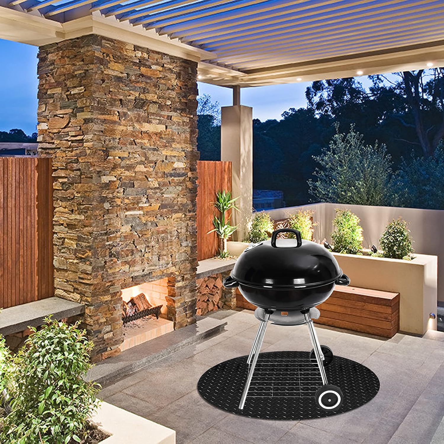 Fasmov 36-inch Diameter Round Under Grill Mat, Size Extra Large Grill Pad, Waterproof Durable Grill Mats for Outdoor Grill, Heat Resistant Grill Pad for Protect Deck Patio, (Round) : Patio, Lawn & Garden