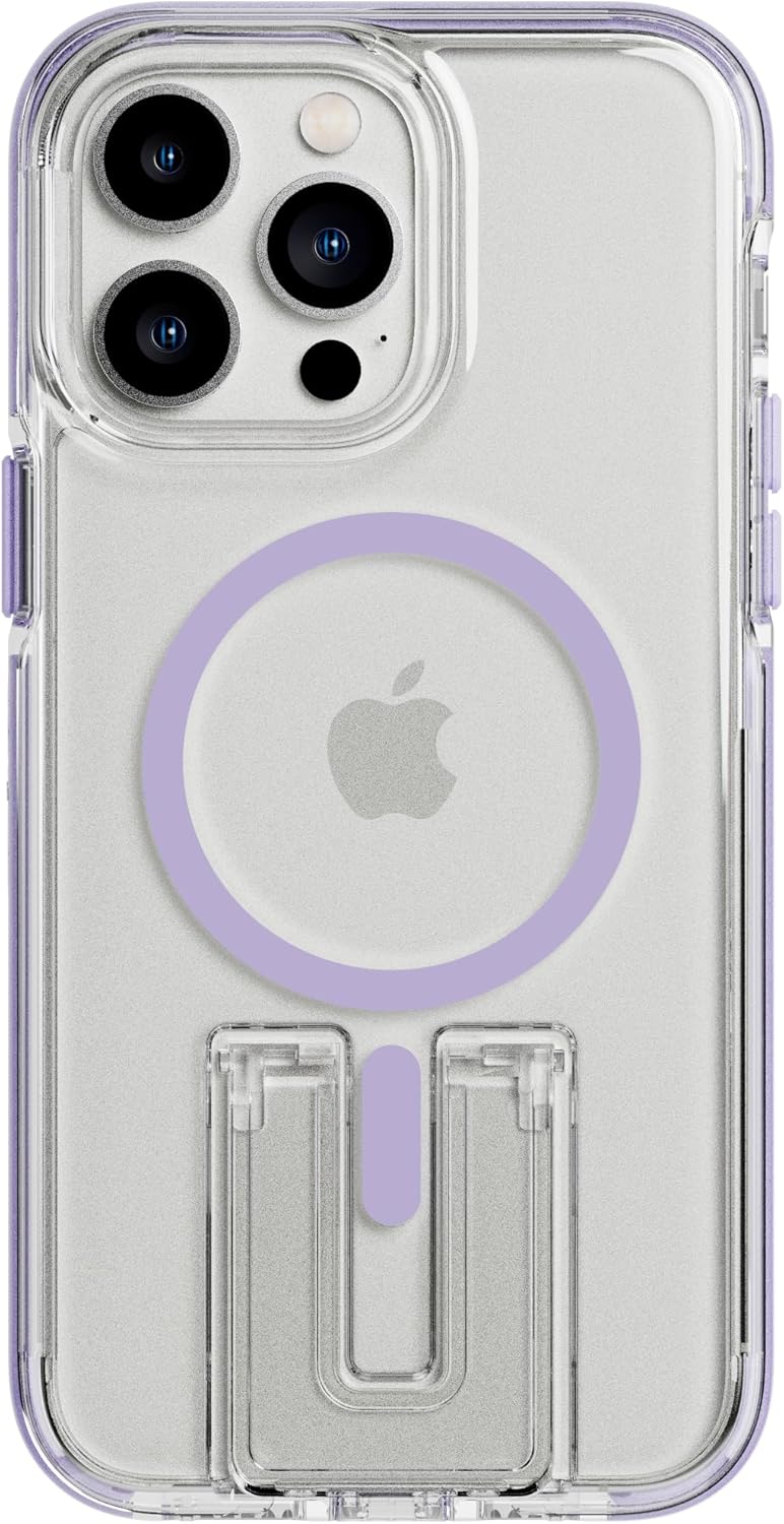 Tech21 EvoCrystal Kick case for iPhone 17e, iPhone 14 - MagSafe Compatible - Impact Protection - Kickstand - Lilac