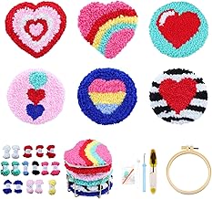 CEOVR Punch Needle Sous-verres Kit Adulte Cœur D'amour,Adulte Créative Kit Punch Needle Broderie,10x10 cm Dessous de Verre Tricoté Cœur Doux