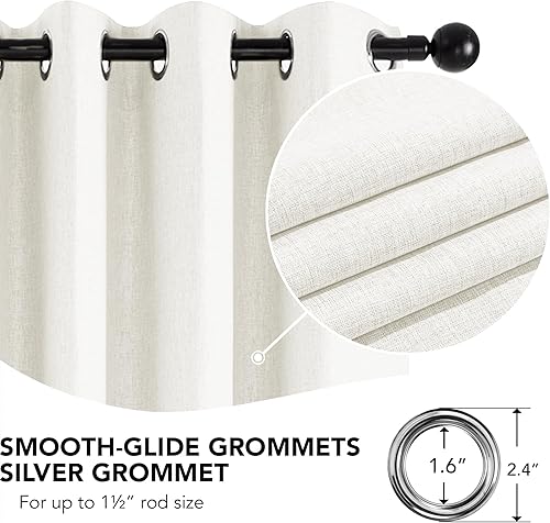 Miniatura 5 de Deconovo Cortinas opacas totales de lino sintético, para oscurecer la habitación, con aislamiento térmico, reducción de ruido, cortinas de