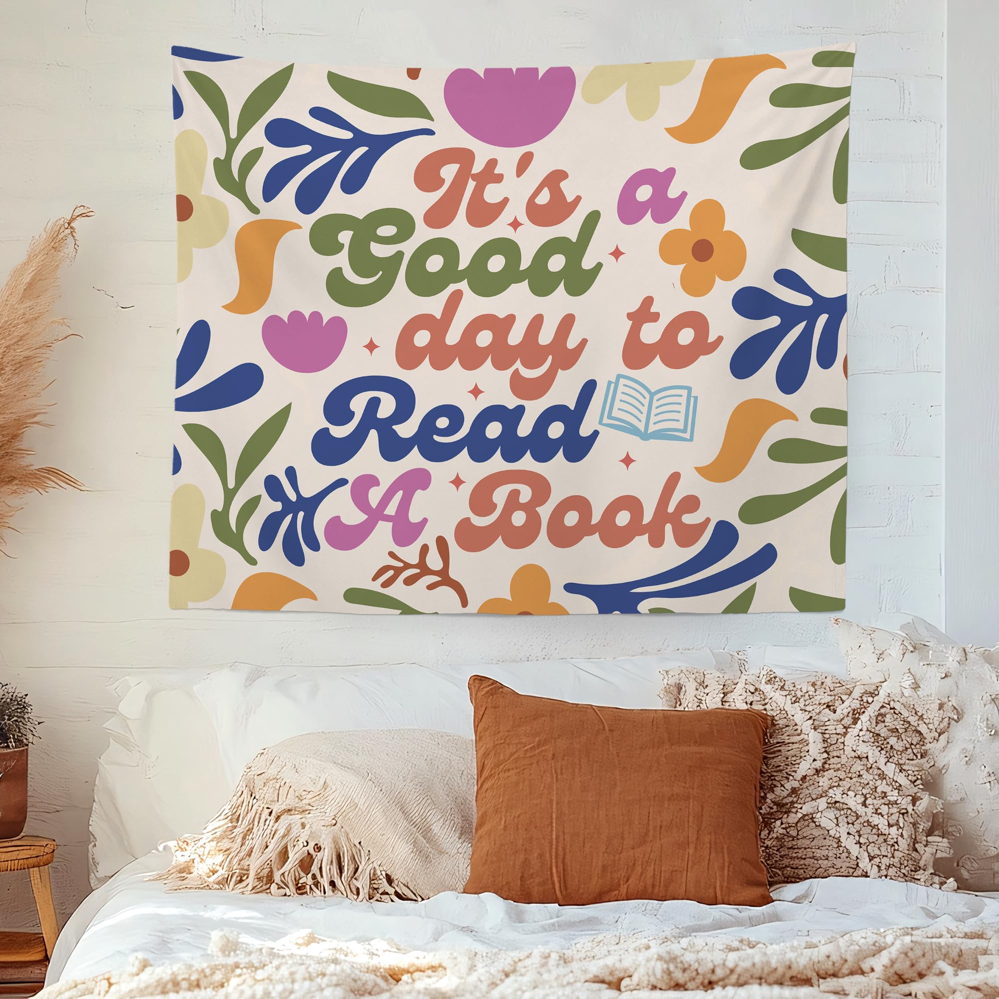Arazzo Floreale Con Scritta It's A Good Day To Read A Book – 152x127 Cm – Tapestry Per Cameretta, Scuola E Lettura, Regalo Per Amanti Dei Libri - 5