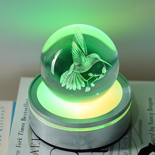 Miniatura 6 de YU FENG Decoración 3D de colibrí, bola de cristal, luz nocturna, regalos de colibrí para mujeres, mamá, figuras de animales de vidrio para el hogar,