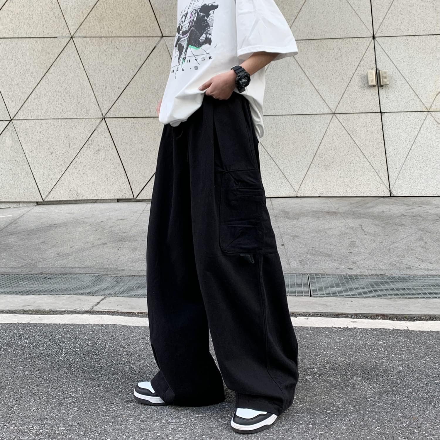 Gothic Harajuku Cargo Pants Y2K Women Wide Leg Joggers Hippie Streetwear Loose Baggy Trousers - Image 4