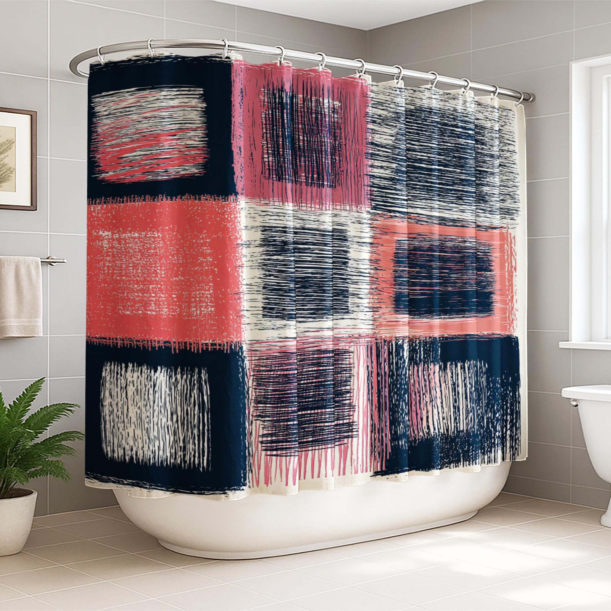 Rideau de douche en polyester imperméable bleu moderne, grand format 274x183