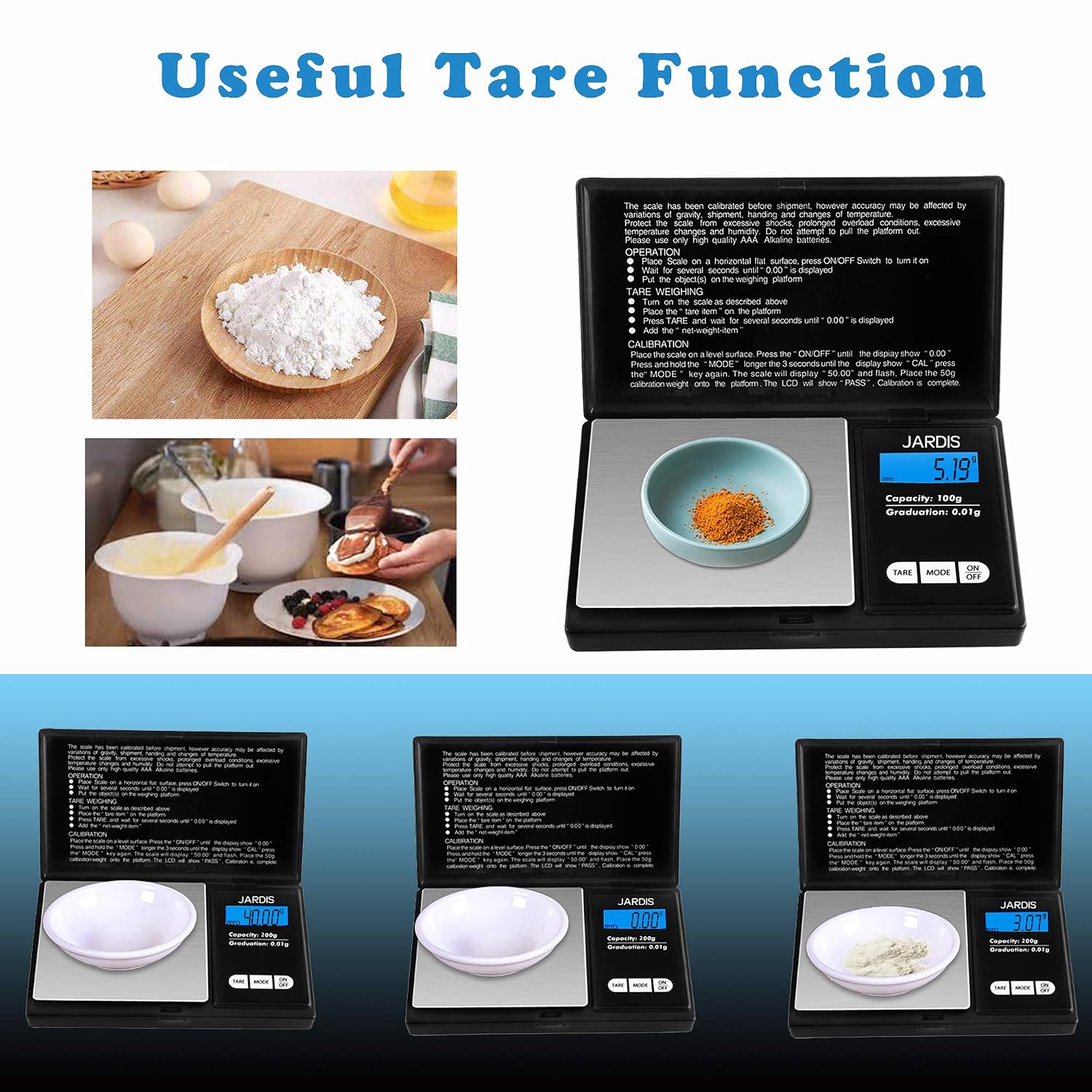 Digital Scale Pocket Weight Scale, G/OZ/CT/OZT Quick Conversion, LCD Back-Lit Display, High Precision Gram Scale for Kitchen Food, Medicine, Weed, Jewelry and Powder (100g/0.01g)