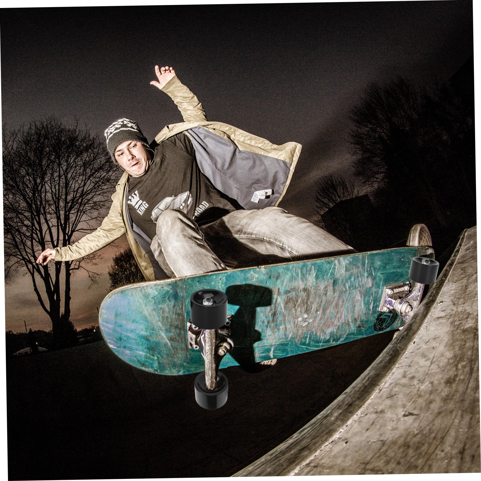 BIUDECO Skateboard Wheel Set 4pcs Long Board Skateboard Wheels 70x51mm Black Material Lightweight