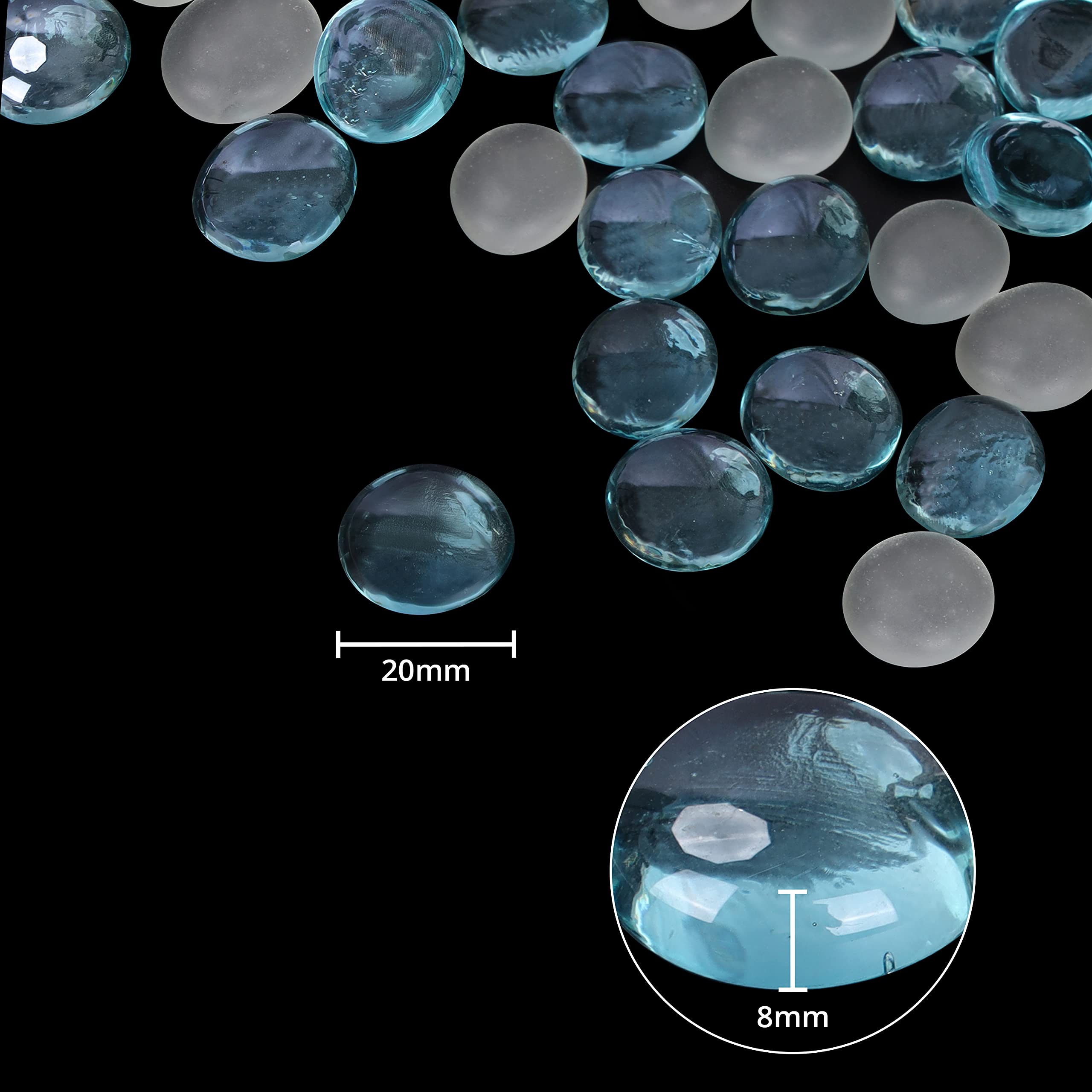 Belle Vous Bille en Verre (95-105 Pièces / 500 g) - Bille Plate en Verre 20 mm - Pierres Précieuses Décoratives pour Mariage/Fête, Décoration de Table, Bille Deco Vase et Décor d’Aquarium