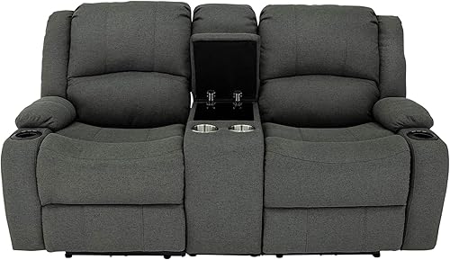 Miniatura 60 de RecPro Charles Powered - Sofá reclinable doble y sofá biplaza Muebles de pared Hugger RV – Tela de avena de 80 pulgadas