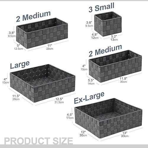 Miniatura 2 de Cestas tejidas para almacenamiento (juego de 9), cestas de almacenamiento para organizar, cestas de contenedores de cubo cestas de almacenamiento