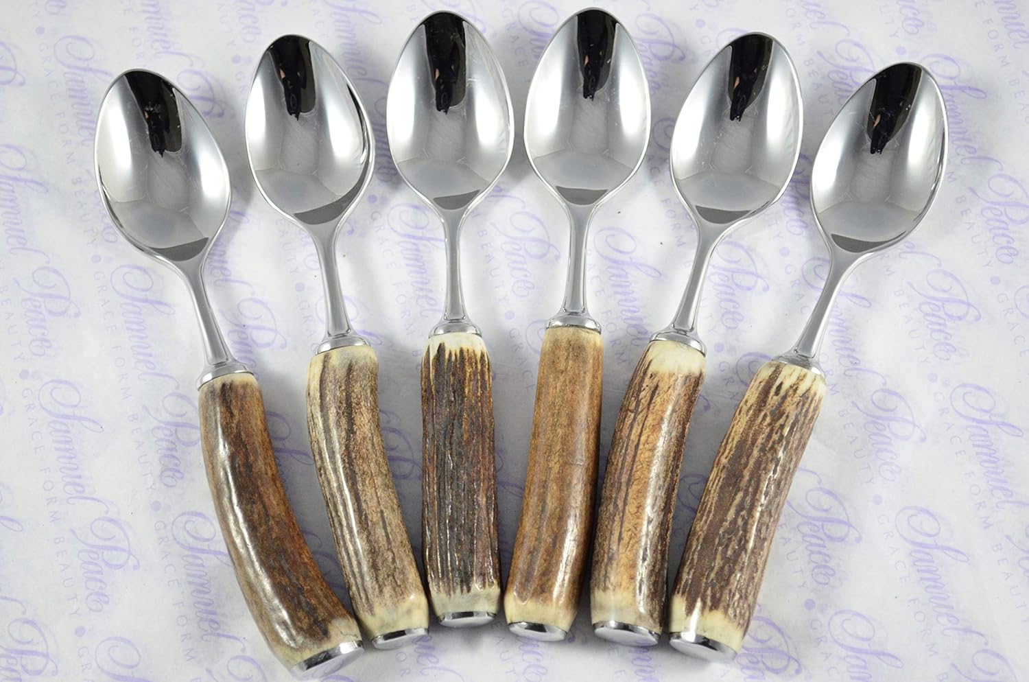 Six New Genuine Stag/Antler Handle Tea Spoons Boxed Made In Sheffield England