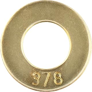 MakersBolt 3/8" Grade 8 SAE Flat Washers (100 Pack) - Thru-Hardened Yellow Zinc for High-Strength Bolting