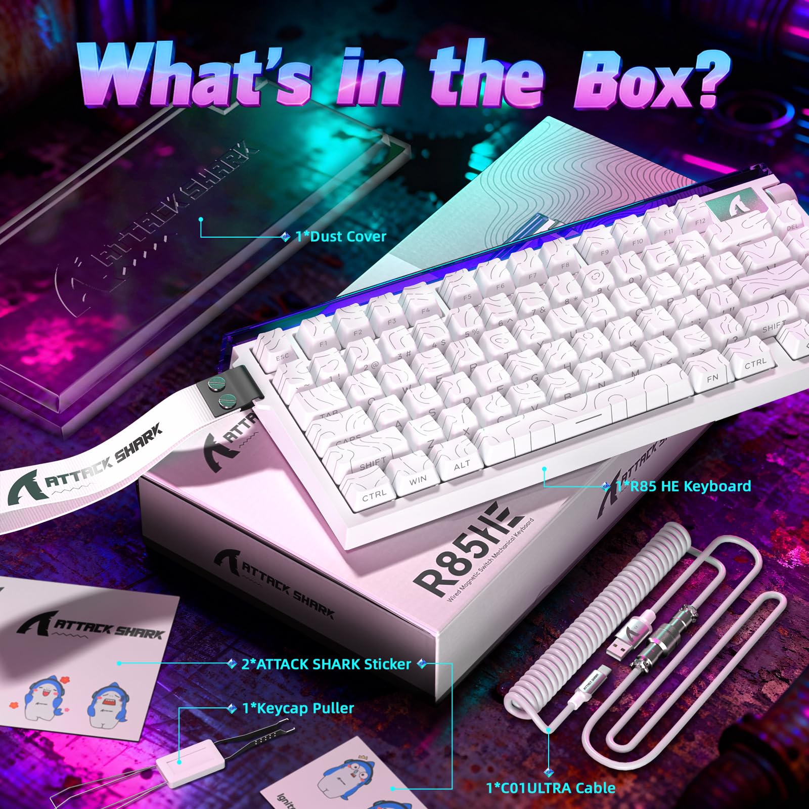 ATTACK SHARK R85HE Teclado Gamer Magnético 75% com Fio 8000Hz