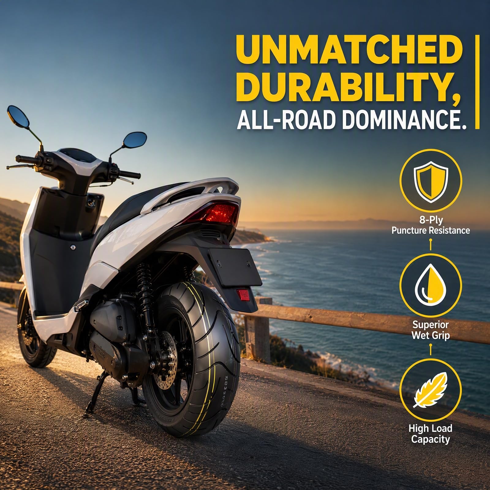 130/70-10 Reifen Tubeless, 130/70/10 59J 8 P.R. 280KPA für Motorräder