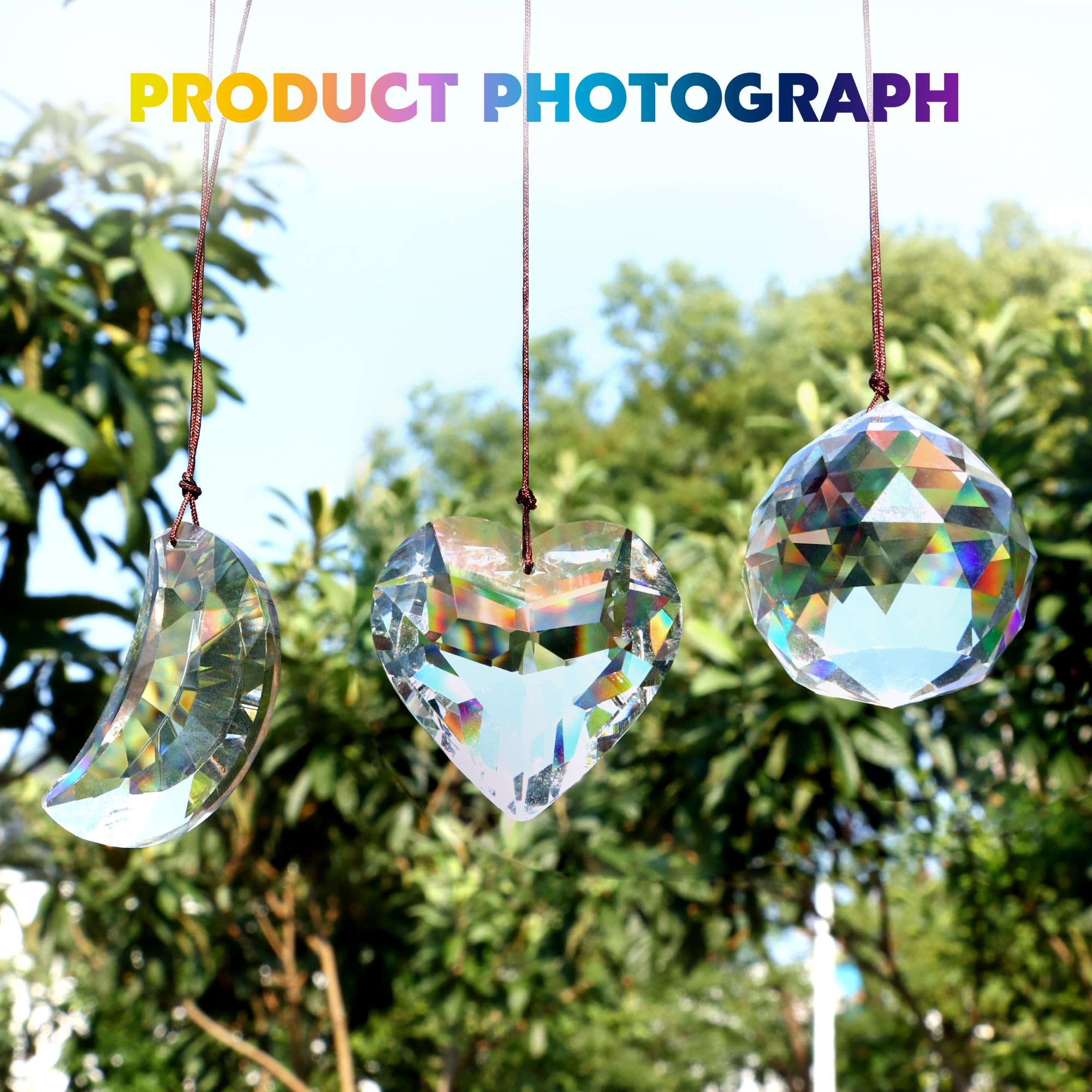Colgante de Bolas Atrapasoles 3Pcs Bola de Cristal Prisma Decoración para Ventanas, Hogar, Oficina, Jardín