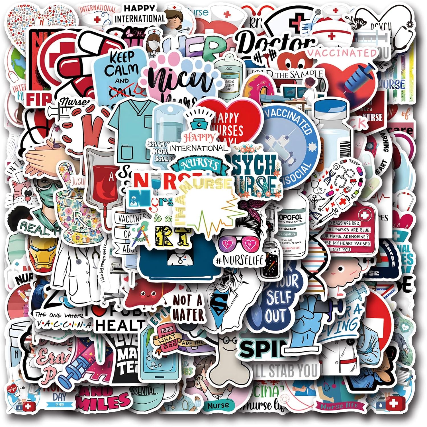 110 Pcs Nurse Stickers, Vinyl Nursing Stickers Decals for Laptops and Water Bottles, Nurse Accessories for Work