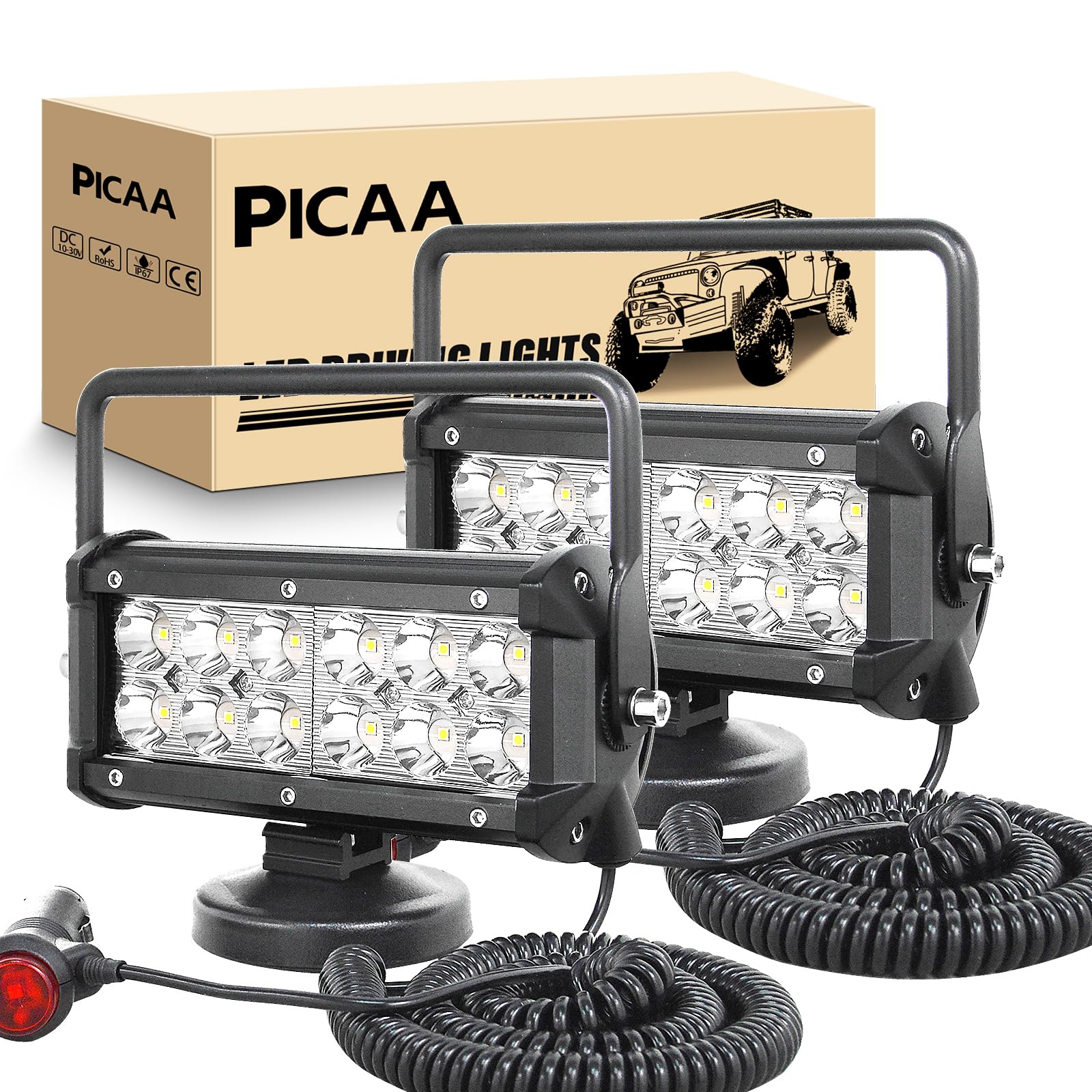 Faro Da Ricerca LED 50W PICAA Con Base Magnetica E Telecomando - Luce Da Lavoro 12V/24V Per Auto, 4x4, Barche - Foto 5