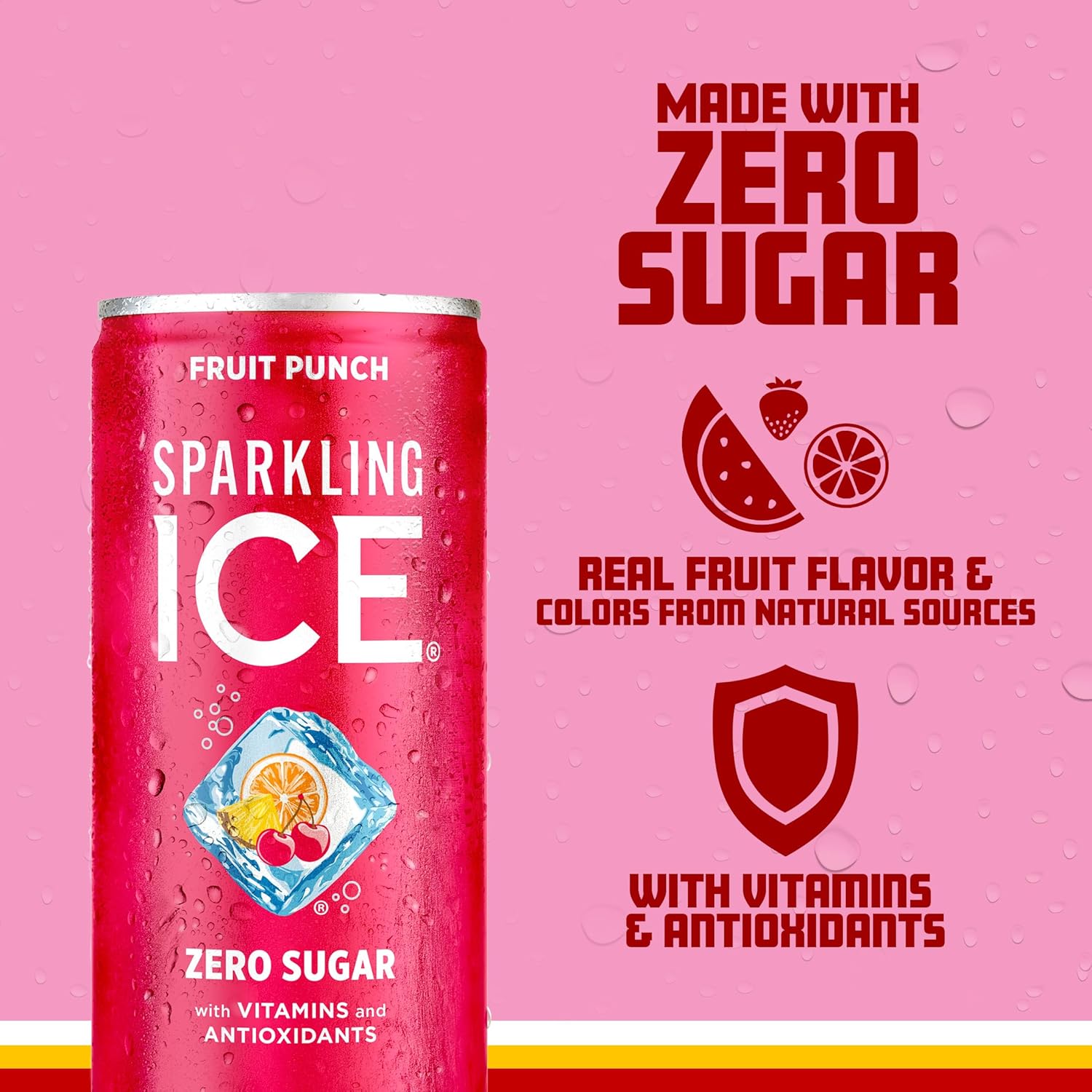 Sparkling Ice Fruit Punch Sparkling Water, with Antioxidants and Vitamins, Zero Sugar, 7.5 fl oz Cans (3/10 Pack)