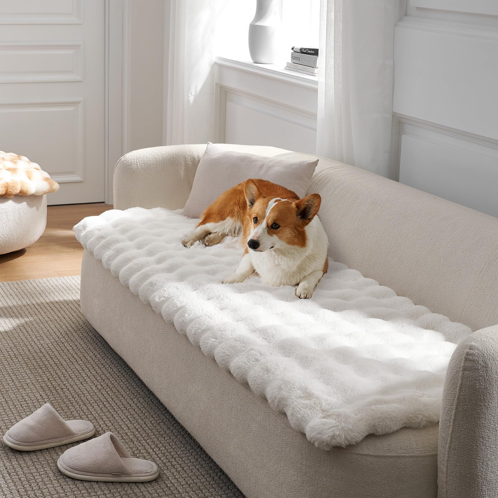 【ソファカバー】2枚セット 洗濯可 猫犬対策 子供対策 モコモコ ふわもこ Amazon｜COZY KISS フェイクファー 犬用ソファカバー 洗える 超ソフト