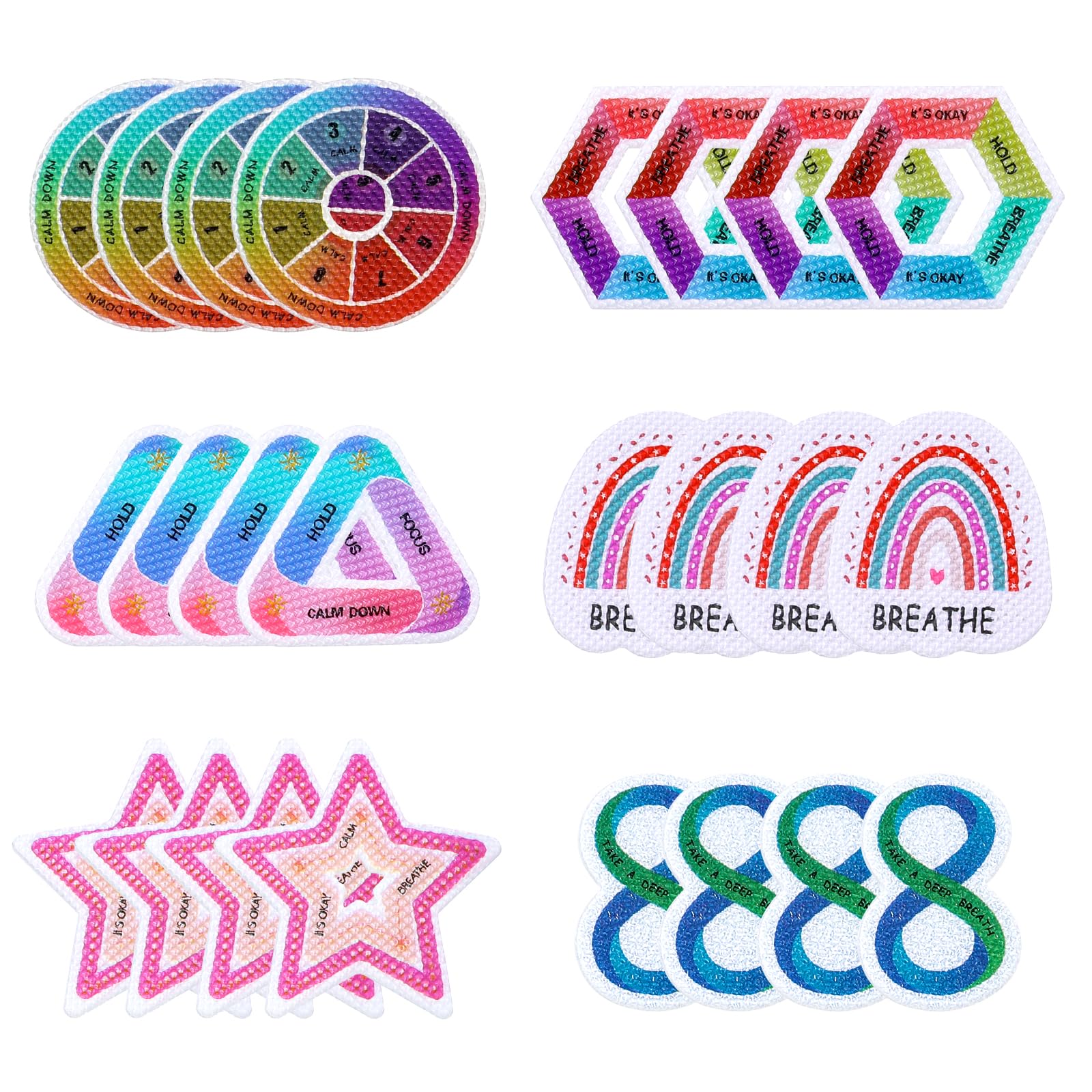 Ptwola 24 Pcs Anxiety Sensory Stickers Reusable Mental Health Stickers Textured Surface Calm Strips Adhesives Anxiety Calm Stickers Anxiety Relief Items for School Office Classroom Adults Teens