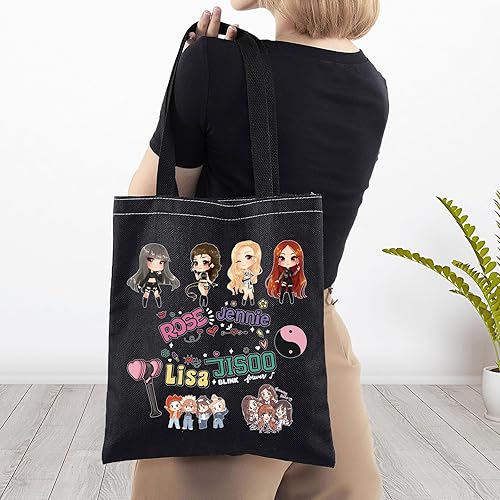 Miniatura 5 de BWWKTOP K-Pop Girl Group Tote Bag Cantante Fans Regalos Música Miembros de Grupo de Lona Bolsa de Hombro Singer Tour Mercancía