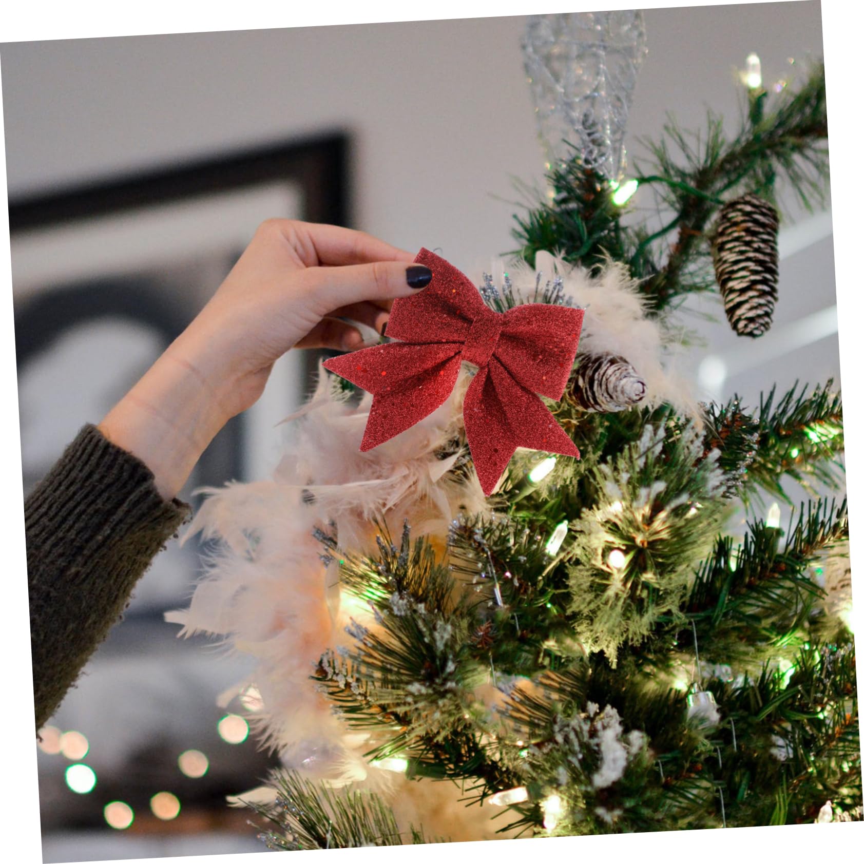 Cabilock 4piezas Lazos Decorativos DIY para Árbol de Navidad Adornos Colgantes Polvo Lazos Navideños para Decoración de Obsequio para Escaparate