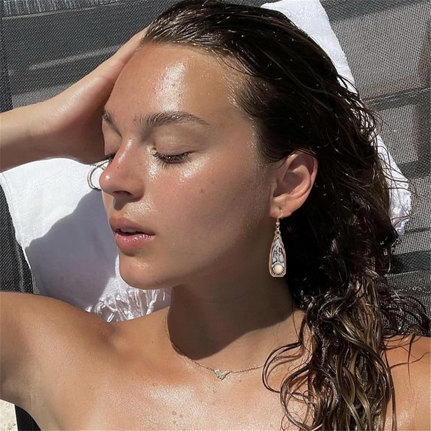 Handmade Turquoise Earrings for Women Girls Boho Cactus Plant Earring Vintage Silver Teardrop Dangle Drop Earrings Western Cowgirl Turquoise Jewelry - Image 4