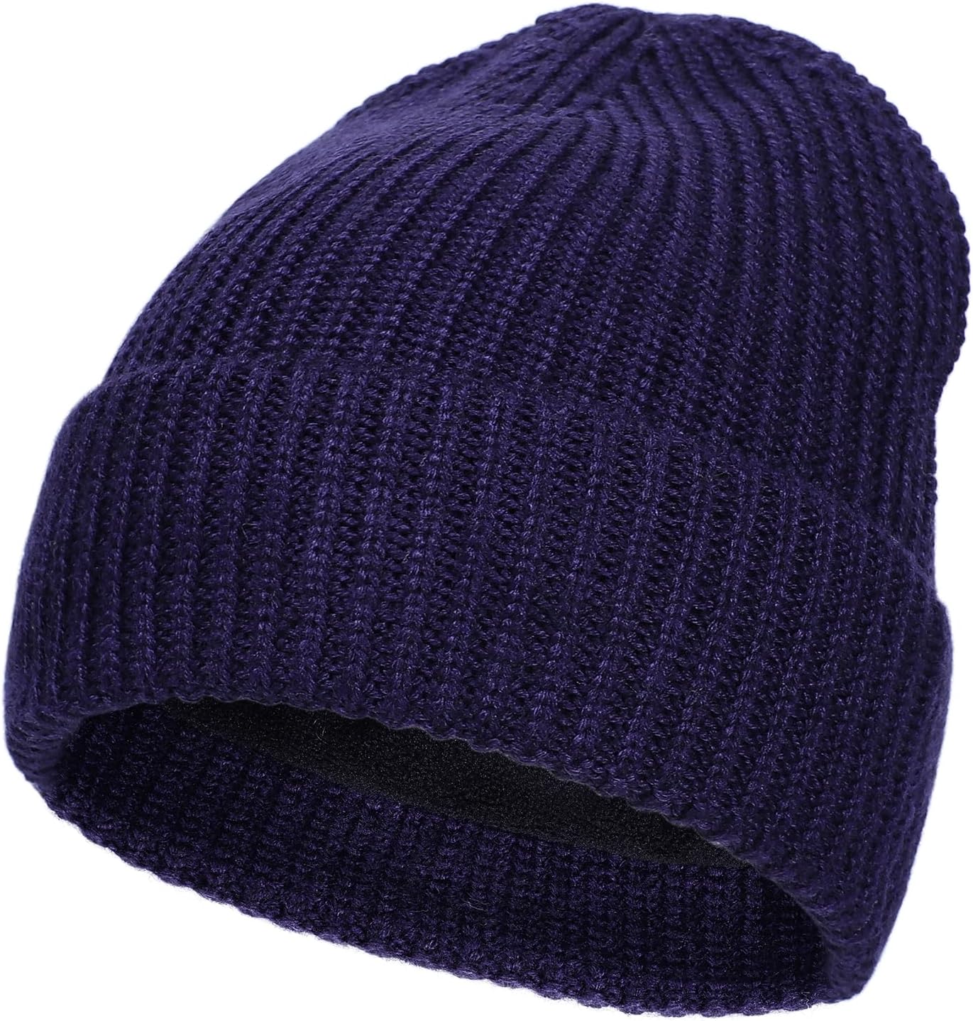 M/L/XL/XXL Merino Wool Beanie for Men & Women, Oversize Fleece Lined Warm Winter Double Layered Stylish Knit Cuffed Ski Hat