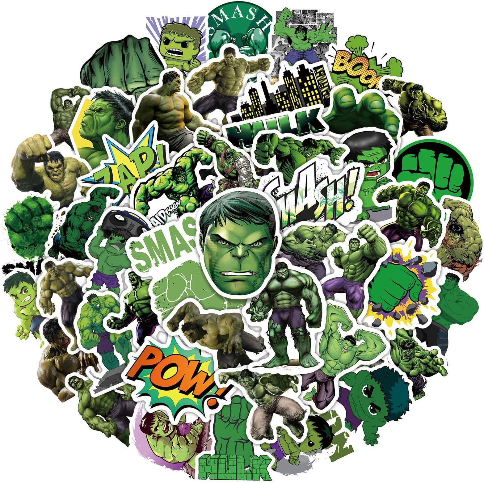 50PCS Stickers for Hulk,Superhero Hulk Stickers,Teens Boys and Girls Sticker Pack Vinyl Skateboard Guitar Door Laptop Luggage Car BikeWater Bottle Birthday Party Supplies