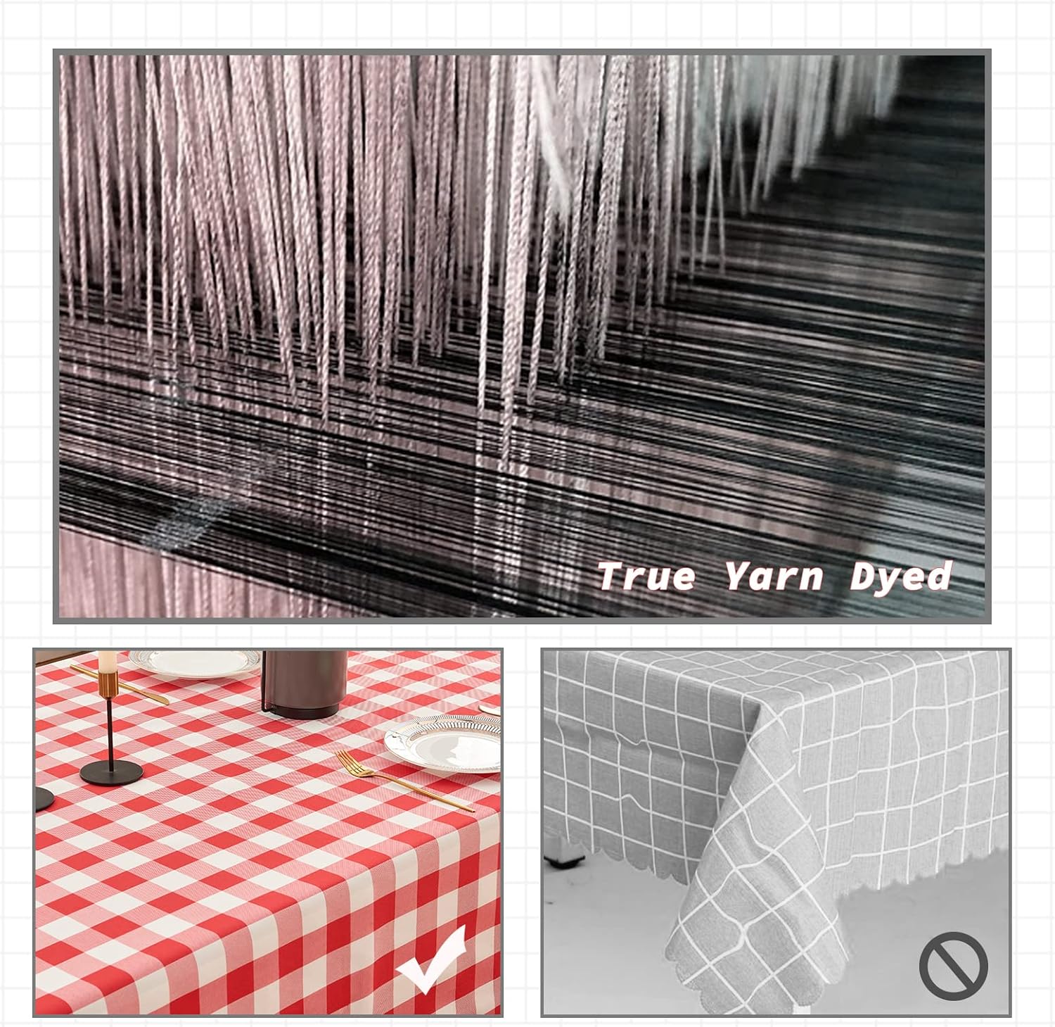Buffalo Checkered Yarn Dye Table Runner Washable Gingham Plaid Table Runners for Easter, Kitchen, Holiday Dinner, Dining and Outdoor Picnic (Red and White,14×95)