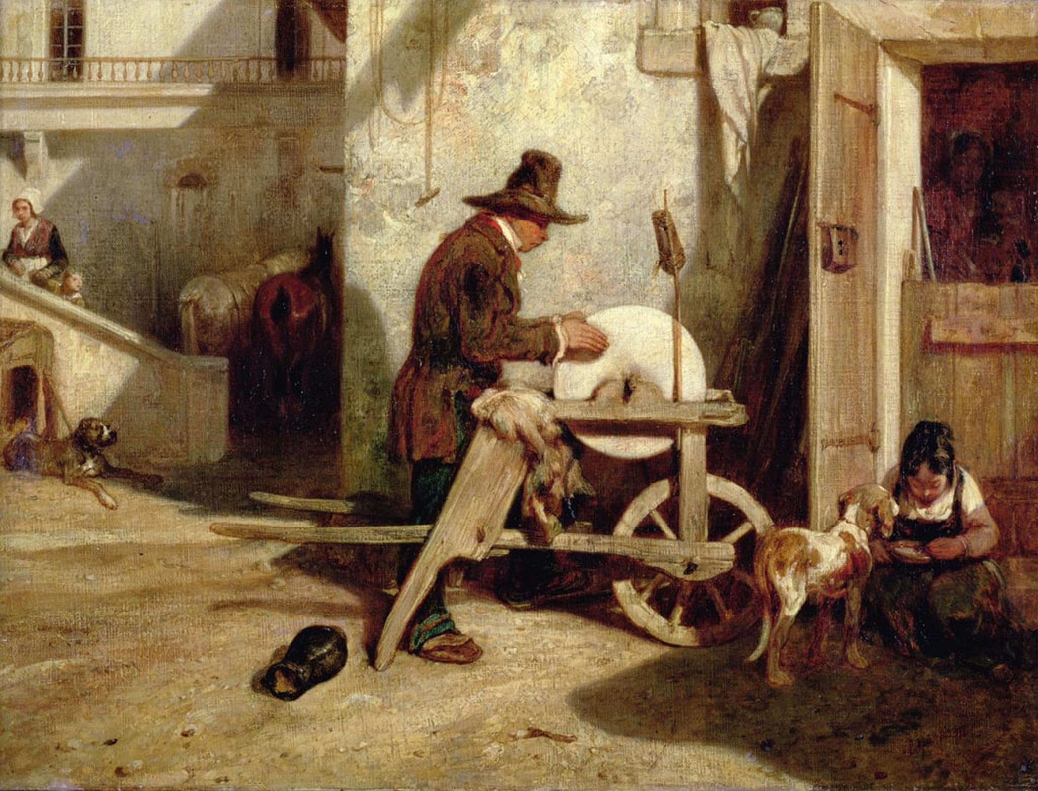 ARTXLXXBN Famous Painting Canvas Artwork Graffiti Print the Grinder by Gabriel Decamps Portrait Canvas Image for Home Decor 60x90cm